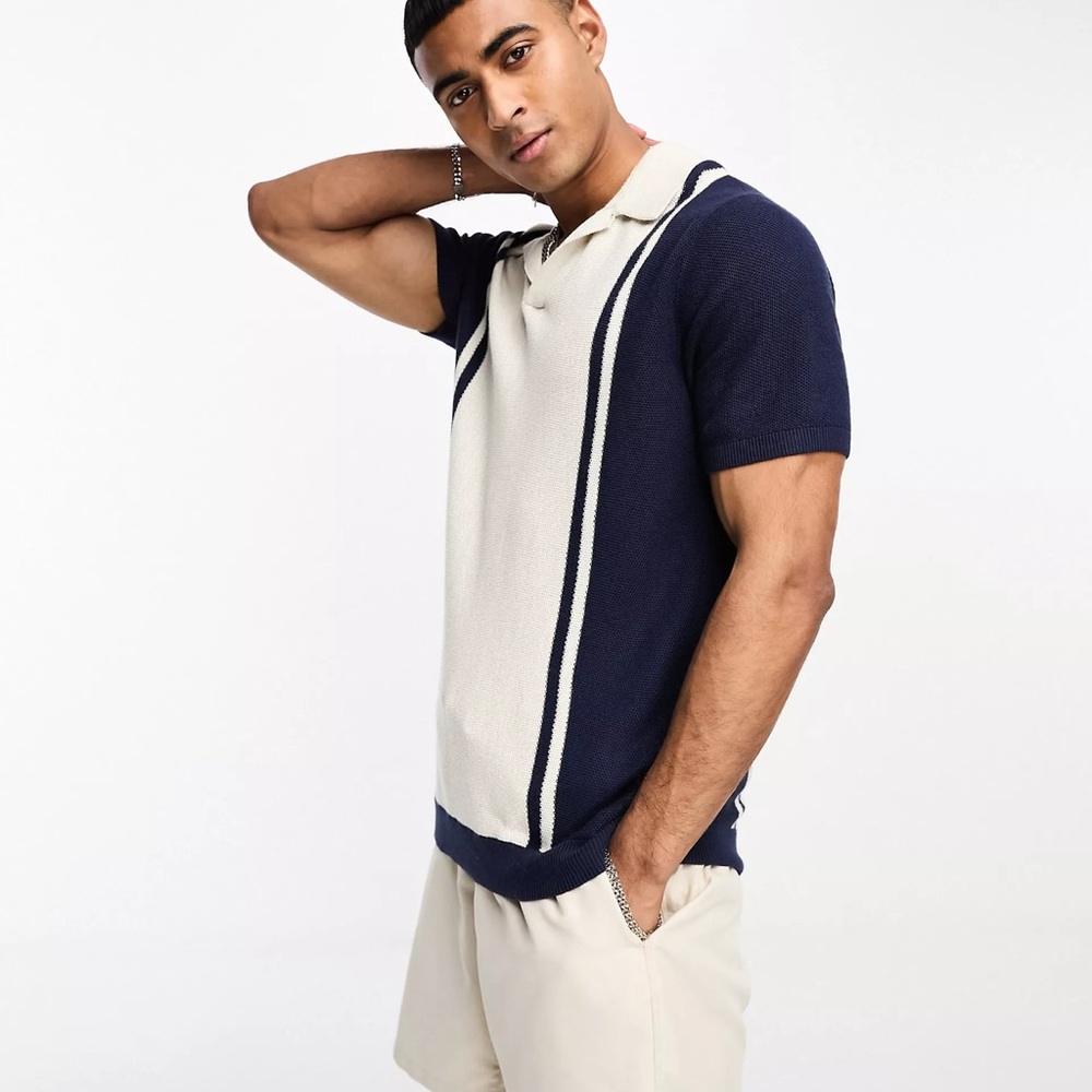 Hollister Johnny Collar Pattern Sweater Polo